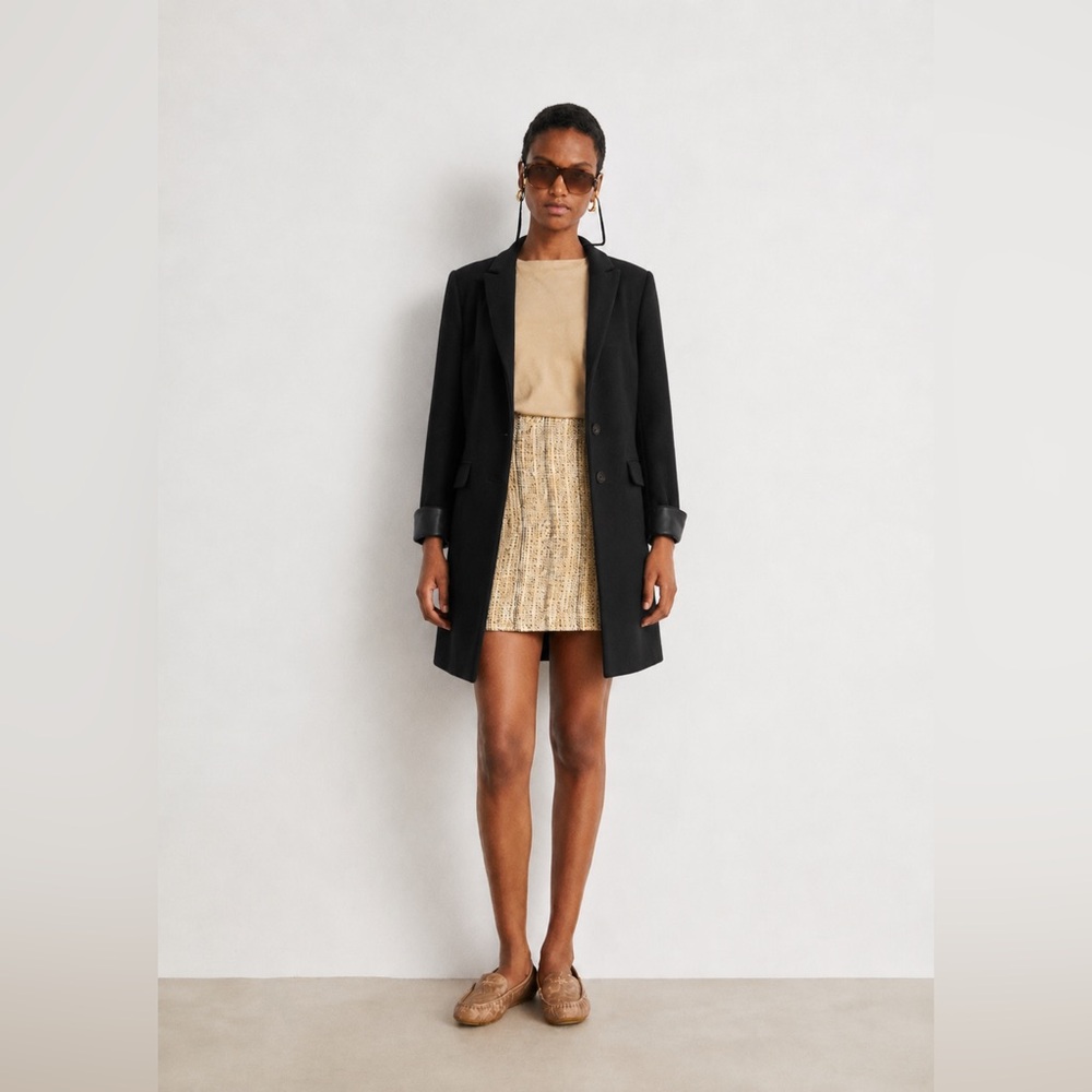 ZARA - Tailored Coat with Faux Leather Details | Minimal Chic